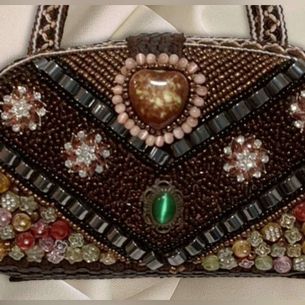 Beautiful Handmade Multi-Beaded Handbag Clutch Special Occasion Evening Bag - Picture 4 of 13